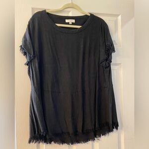 Black Fringed Women's Top
